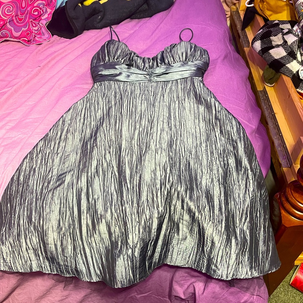 Super cute dark gray metallic formal dress